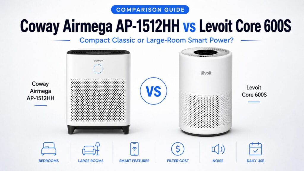 Coway Airmega AP-1512HH vs Levoit Core 600S: Compact Classic or Large-Room Smart Power?