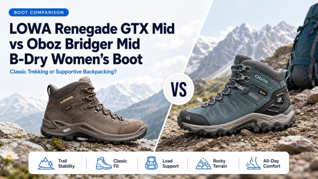 LOWA Renegade GTX Mid vs Oboz Bridger Mid B-Dry Women’s Boot: Classic Trekking or Supportive Backpacking?