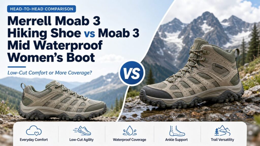 Merrell Moab 3 Hiking Shoe vs Moab 3 Mid Waterproof Women’s Boot: Low-Cut Comfort or More Coverage?