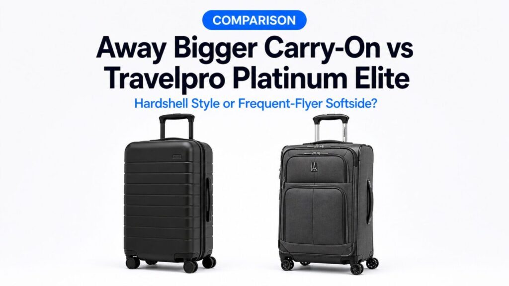 Away Bigger Carry-On vs Travelpro Platinum Elite: Hardshell Style or Frequent-Flyer Softside?