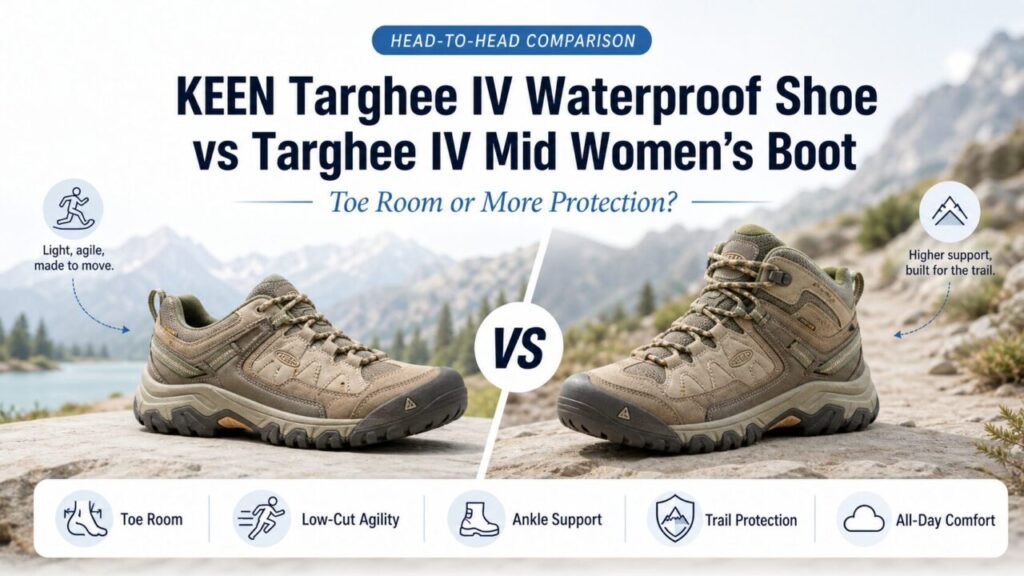 KEEN Targhee IV Waterproof Shoe vs Targhee IV Mid Women’s Boot: Toe Room or More Protection?